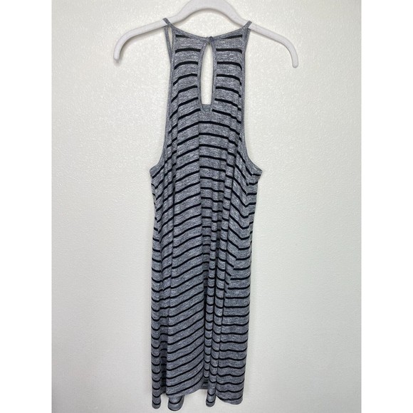 Love Fire Striped Large Halter Knit Midi Dress Gray Sleeveless Keyhole Back New - Picture 5 of 7